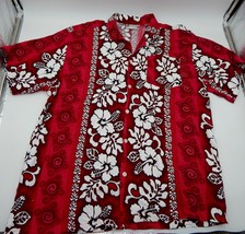 Hawaloha Red White Hibiscus Print Beach Hawaiian Shirt Men&#39;s XXL - $15.99