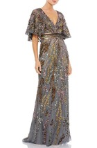 Mac Duggal 5439 Sequin Capelet Mesh Gown SZ 4 Charcoal Mrsp $698 - £286.76 GBP