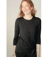 J. JILL Black Draped Side Tie Pullover Thin Crew Sweater Size Large NWT - £38.98 GBP