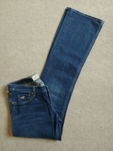 Hollister Stretch Jeans Womens Juniors Size 5 Bllue Dark Wash Flared Leg Cotton - £23.36 GBP