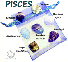 PISCES ~ Mini Zodiac Healing Crystals ~ Pocket Stone Set ~ Astrology Gift - £11.38 GBP