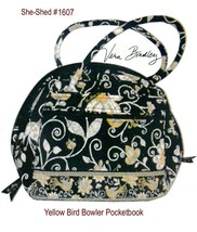 Vera Bradley YELLOW BIRD Pattern Bowler Pocketbook / Purse (used) - £17.24 GBP