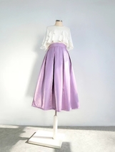 PINK Midi Pleated Skirt Outfit Women Romantic Satin Polyester Pleated Midi Skirt image 8