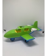 Vintage American Plastic Toys Airplane Blue Green Made in USA 11&quot;x8&quot; - $17.45