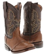 Kids Toddler Western Boots Cowboy Wear Honey Brown Genuine Leather Squar... - £41.66 GBP