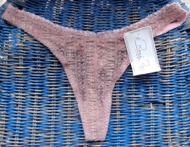 Rene Rofe Dusty Pink Sexy Lace Thong Panty Panties Lingerie Intimates Size M 6 - £12.65 GBP