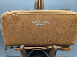 Darcy Marks London Wristlet Wallet Bag Cognac Brown Double Compartment - £11.59 GBP