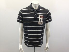 Tommy Hilfiger Pique Polo Shirt Men&#39;s Large Custom Fit Gray White Striped - $10.79 CAD