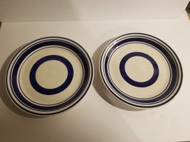 2 - Royal Norfolk 10 1/4 inch Dinner Plates white  Blue Stoneware - £14.53 GBP