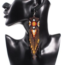 MANILAI Bohemian Handmade Beaded Long Tassel Earrings For Women Fashion Jewelry  - £11.19 GBP