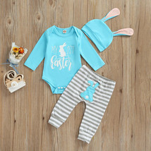 NEW 1st Easter Bunny Rabbit Baby Boys Bodysuit &amp; Pants Hat Outfit Set  - $10.99