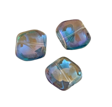 10 Celestial Crystal 2 Tone Blue Rainbow AB 19x17mm Modified Square Glass Beads - £3.94 GBP