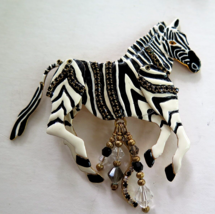 Vintage LATR 2Go LUNCH AT THE RITZ 3 1/2&quot; Rhinestone Articulated ZEBRA B... - £27.53 GBP
