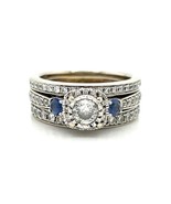1ctw Diamond Sapphire Bridal Wedding Ring REAL SOLID 14k White Gold 9.1g... - $3,153.03 CAD