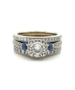 1ctw Diamond Sapphire Bridal Wedding Ring REAL SOLID 14k White Gold 9.1g... - £1,805.39 GBP