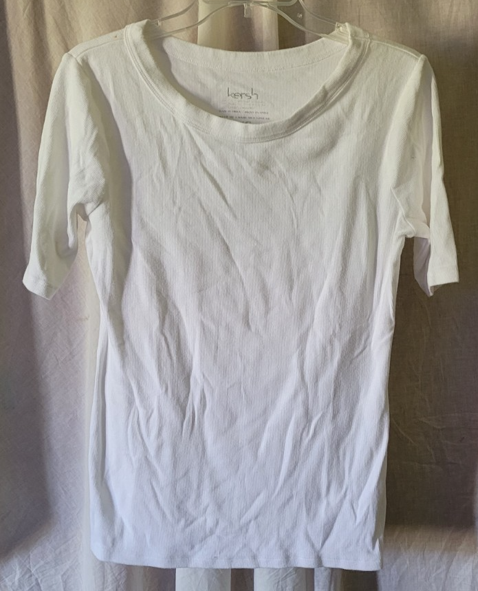 Women&#39;s Kersh Pullover Shirt Size Large White Short Sleeve Casual Nice - $9.99
