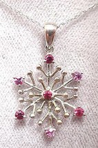 14k Gold Pink Genuine Natural Sapphire Snowflake Pendant (#J229) - £348.49 GBP