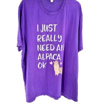 Need an Alpaca T-Shirt 3XL Purple w White Lettering Bella Canvas Cotton - $11.88