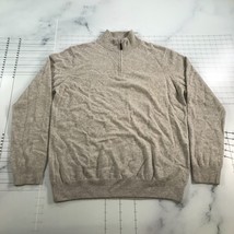 Mantovani Studio Cashmere Sweater Mens Large Heathered Oatmeal Gray Quarter Zip - £48.02 GBP