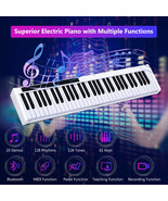 61 Key Digital Piano Portable Midi Keyboard W/Pedal White - £92.29 GBP