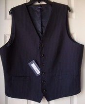  New Stafford Men&#39;s Classic Fit Wool Blend Vest Navy-Stripe Size L - $44.99
