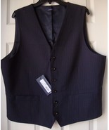  New Stafford Men&#39;s Classic Fit Wool Blend Vest Navy-Stripe Size L - $67.80 CAD