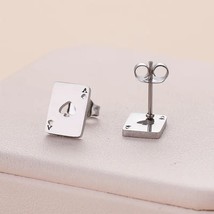 Mini Ace of Spades Stainless Steel Stud Earrings – Playing Card Design U... - $280.22 MXN