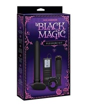 Black Magic Pleasure Kit Silky Smooth Vibrator Buttlet Pocket Rocket &amp; Cock Ring - £45.04 GBP