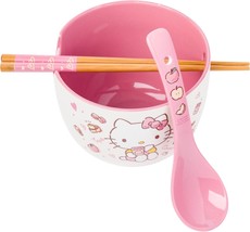 Sanrio Hello Kitty Ceramic Ramen Noodle Rice Bowl with Chopsticks and Sp... - €16,74 EUR