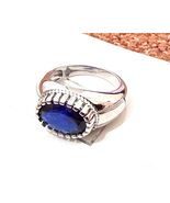 Sterling silver 925 ring for men sapphire gemstone ring men solid silver... - $95.00