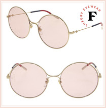 GUCCI 0395 Gold Pink Sylvie Round Metal Retro Sunglasses GG0395S Bumble Bee 004 - £253.23 GBP