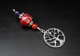 Five Elements - Space - Amethyst and Red Carnelian Tree of Life Red and Purple B - £12.51 GBP