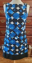 Women Sleeveless Dress Knee Length Black Blue Retro Circle Print AB Studio - €15,55 EUR