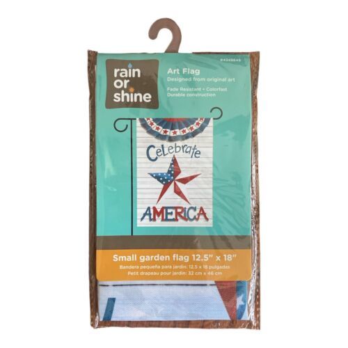 CELEBRATE AMERICA STAR 12.5" X 18" GARDEN FLAG 11-3603-50 RAIN SHINE SEASONAL - $10.00