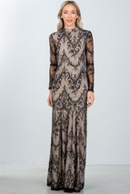 Black Lace Nude Illusion Open Back Maxi Dress - £33.03 GBP