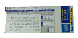 Engelbert Humperdinck TICKET STUB from Tropicana Casino/Resort Nov 4, 20... - $38.00