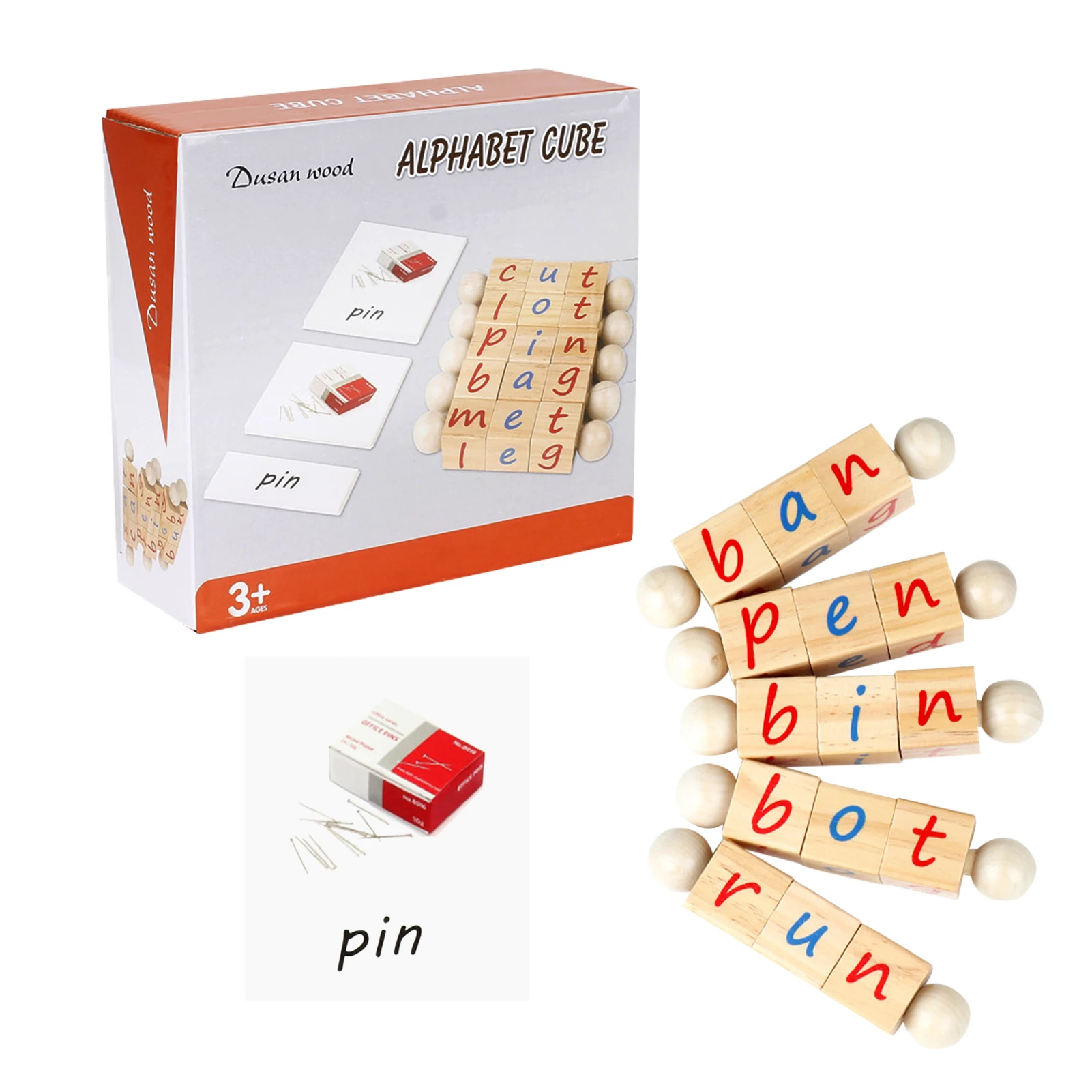 Kids Montessori Toy Alphabet Cube Toy Spin-and-Read Alphabet Letters Building - £23.22 GBP+
