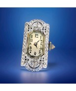Earth mined Diamond Art Deco Ladies Watch Gatsby era Vintage Platinum Case - $45,976.31 MXN