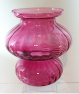 Vintage Pilgrim Art Glass Cranberry Double Open Hurricane 8&quot; tall Handmade - $34.64