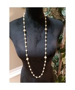 Womens Vtg Napier Faux Pearl Stations Beaded Gold Tone Chain Necklace - $479.58 MXN