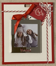Lenox Friend Christmas Ornament Frame Mini Silver Red Bow Holiday Secret Gift - £7.56 GBP