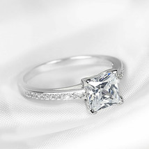 Princess Cut 2.20Ct Simulated Diamond Engagement Ring 14k White Gold in Size 5.5 - £207.09 GBP
