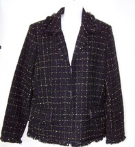 Bob Mackie Womens Jacket Blazer Size 12 Nubby Tweed Lined Long Sleeve  NEW - £38.52 GBP
