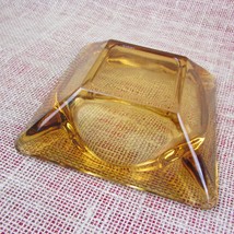 Vintage Mid Century Square Yellow Amber Ashtray Glass 5.75&quot; - £8.61 GBP