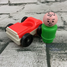 Vintage Fisher Price Little People Replacement Red Car &amp; Green Man Figure - $9.89