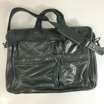 Tumi Alpha Black Leather Organizer Computer Briefcase Bag Adjustable Strap  - £148.84 GBP