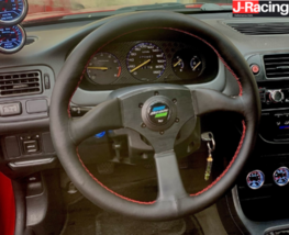 JDM Spoon 14inch 350mm Deep Dish Leather Racing Sport Steering Wheel For... - £46.38 GBP