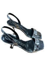Calvin Klein Womens Byrona Heeled Sandals, 7.5, Silver - $86.02