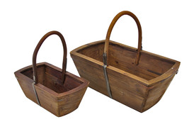 Scratch &amp; Dent Pair of Nesting Wooden Baskets - £26.45 GBP
