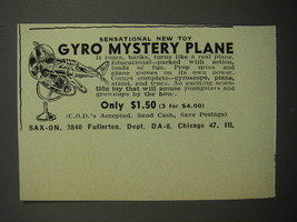 1952 Sax-On Gyro Mystery Plane Advertisement - Sensational new toy - £14.46 GBP
